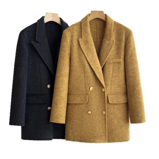 「自」全新升级【铂金会员477/天猫649/差价172】(12320)洛诗琳高级感中长羊毛外套2025秋冬新款宽松双面毛呢外套女 商品图4