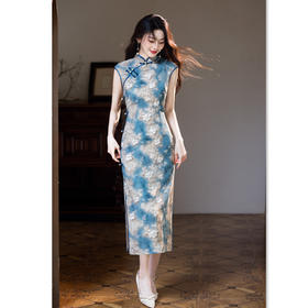 改良新中式长款无袖旗袍，年轻款日常港风旗袍GX-12607
