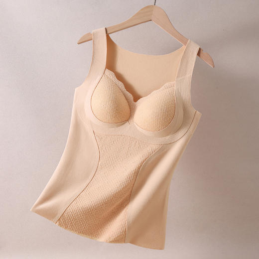 【轻盈过冬❗️保暖发热美背】无痕高弹磨毛蓄热，双层贴合暖胸又暖腹，展示性感S曲线身材，双重固定杯垫不移位，秋冬背心打底内搭加绒保暖背心自带胸垫免穿文胸QQ 商品图5