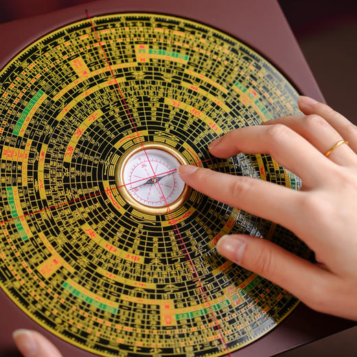 高精度专业罗盘黄铜罗经仪摆件指南针三元三合盘黄铜高级综合盘 商品图1