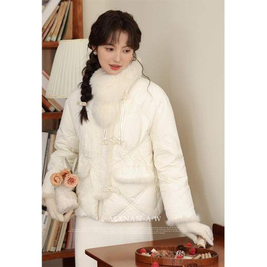 鹿向南「温柔白月光」90白鸭绒真毛领羽绒外套2025冬季羽绒服外套 商品图1