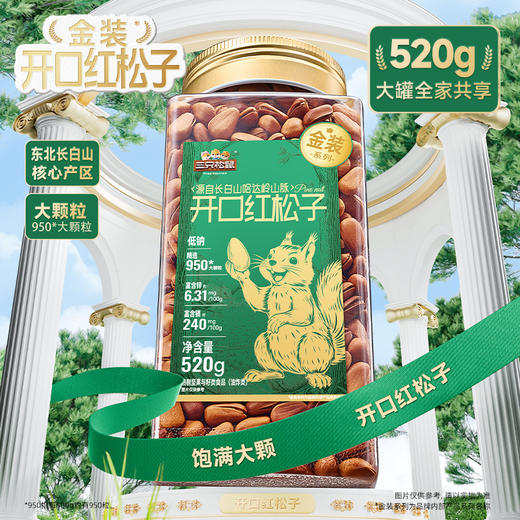 【金装系列罐装坚果 】三只松鼠 金装长白山开口松子520g-fx 商品图1