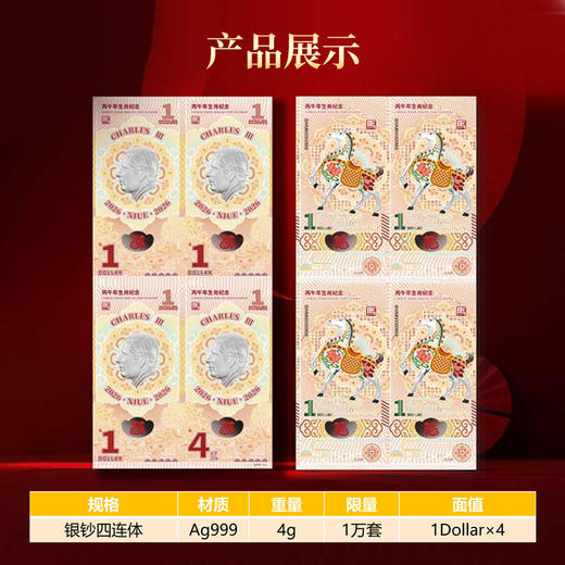 《金马奔腾》马年生肖贺岁纪念银钞四连体 商品图4