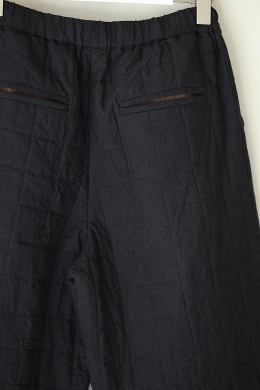 黄阿福 方格绗棉亚麻阔腿裤 商品图4