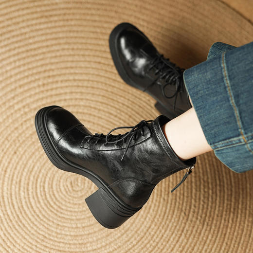 【预售5天】独特一脚蹬巨好看时尚新款圆头粗跟高跟乐福鞋深口单鞋MLD&AM995 商品图0