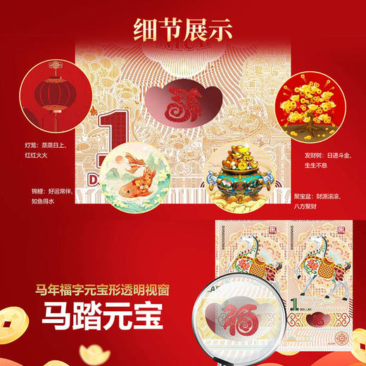 《金马奔腾》马年生肖贺岁纪念银钞四连体 商品图2
