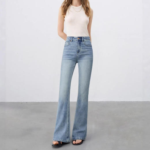 「自」全新升级【铂金会员165/天猫219/差价54】(12505)赵露思同款微喇裤洛诗琳2026春季新款高腰显瘦直筒牛仔裤女12505 商品图1