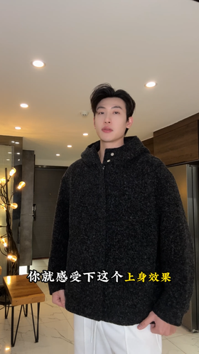 J9165SDSA男士秋冬新款痞帅男装简约时尚拉链立领连帽夹克外套宽松百搭