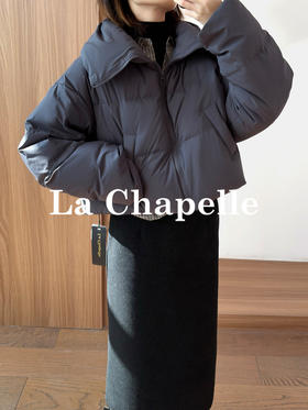 专柜实拍【超轻90鸭绒】拉夏贝尔/La Chapelle通勤简约翻领短款羽绒服女百搭时尚保暖厚外套冬季