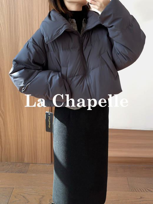 专柜实拍【超轻90鸭绒】拉夏贝尔/La Chapelle通勤简约翻领短款羽绒服女百搭时尚保暖厚外套冬季 商品图0