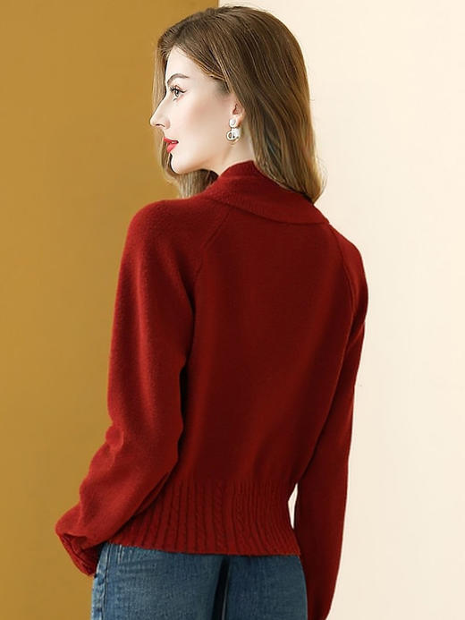 「自」全新升级【铂金会员174/天猫229/差价55】(01725)洛诗琳洋气可拆卸围巾领针织上衣女2025秋冬新款气质减龄百搭长袖毛衣 商品图4