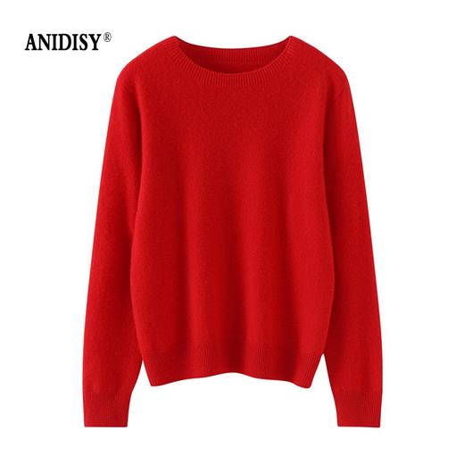 100%纯山羊绒圆领长袖一线成衣针织毛衣 商品图3