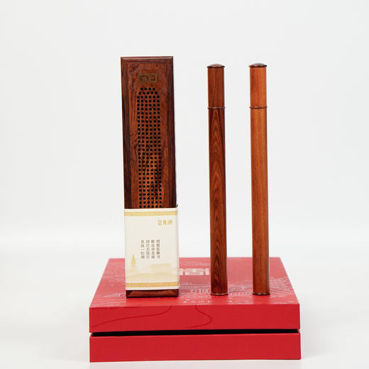 中国沉香文化博物馆 【红色回纹三件套礼盒】红土沉香线香礼盒 商品图2