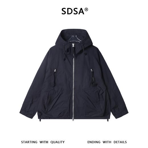 W0323SDSA男士秋冬新款痞帅男装潮牌纯色多口袋拉链立领连帽夹克潮牌 商品图1