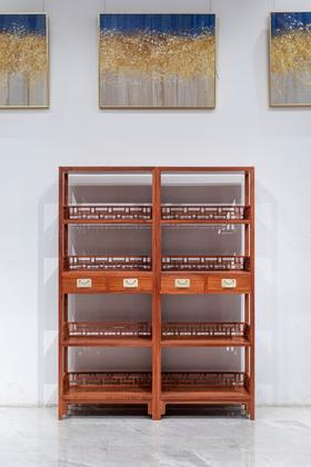 红桥红  家具严选  缅甸花梨（大果紫檀）【178 三围可拆卸品字格 层架】