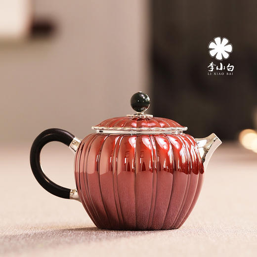 李小白银壶 纯银9999泡茶壶 纯手工制作 铜包银菊瓣泡壶 商品图4