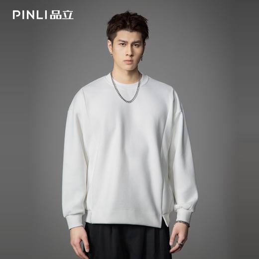 PINLI品立2026春季新款男士宽松落肩圆领纯色套头卫衣上衣潮牌男B262109002 商品图0
