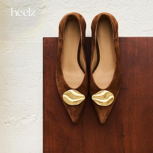 heelz设计师手工鞋履 ｜步步留心兰花扣羊翻毛皮奶奶鞋 2公分 商品图0