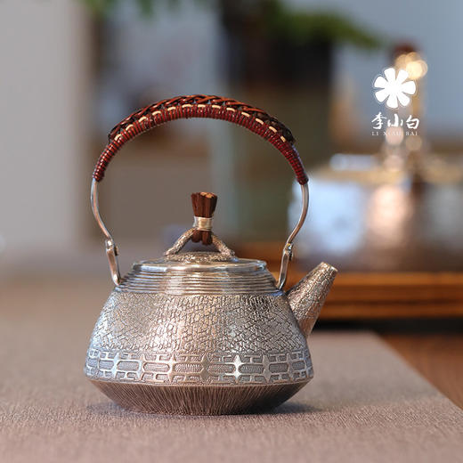李小白银壶 纯银9999泡茶银壶 纯手工制作 纯银泡茶壶 泡茶银壶 冰裂泡壶 商品图4