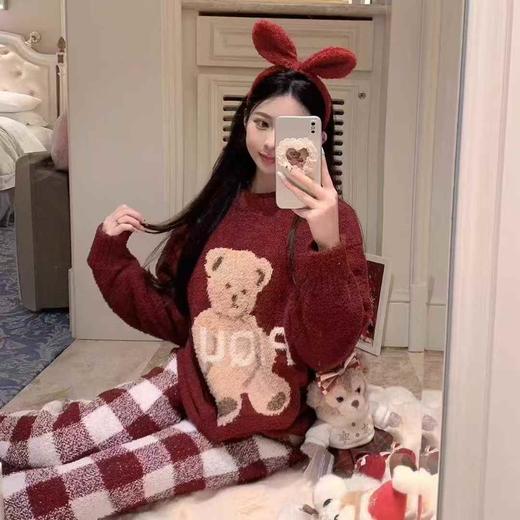 【GZ】无忧购中国红卡通图案喜气半边绒新年必备家居服套装女（现货48小时内发货) 商品图4