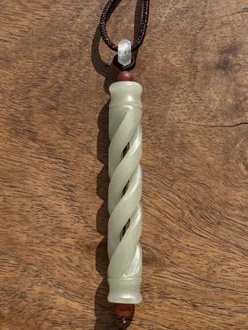 和田白玉镂雕螺旋纹管勒子，顺丰包邮