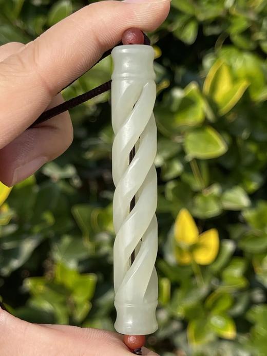 和田白玉镂雕螺旋纹管勒子，顺丰包邮 商品图13