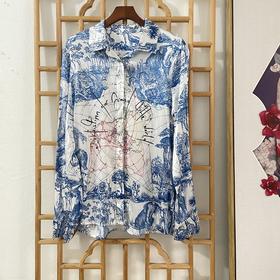 「断码清仓」重磅桑蚕丝印花衬衫 L码  ZFYY260