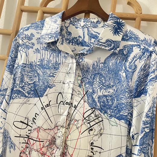 「断码清仓」重磅桑蚕丝印花衬衫 L码  ZFYY260 商品图1