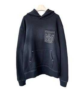 中性款刺绣做旧纯棉毛圈连帽卫衣he