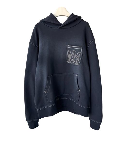 中性款刺绣做旧纯棉毛圈连帽卫衣he 商品图0