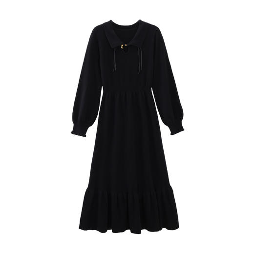 现货 鹿向南「缦缦未央」新中式改良国风连衣裙秋黑色针织长裙 商品图3