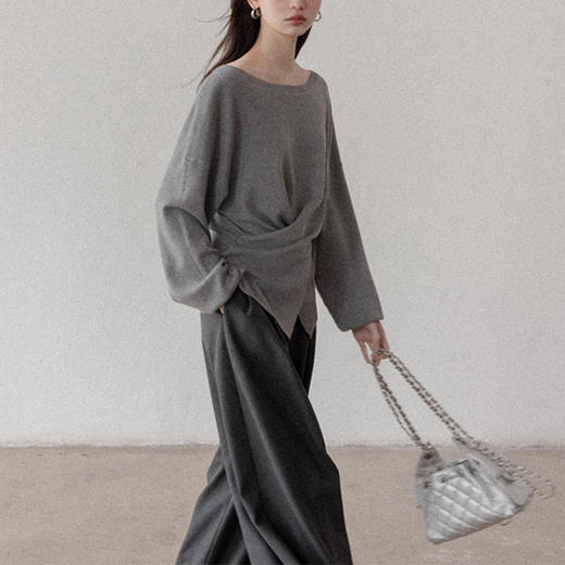 裁缝学苑AH110美式一字肩长袖针织衫纸样女装新款设计感收腰上衣样板 商品图3