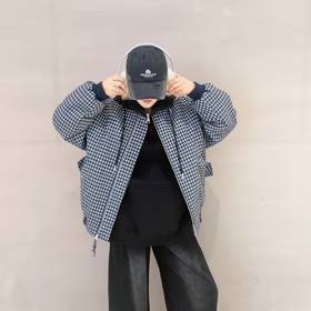 NC棒球领格子图案夹棉外套51030 冬季 240754222572