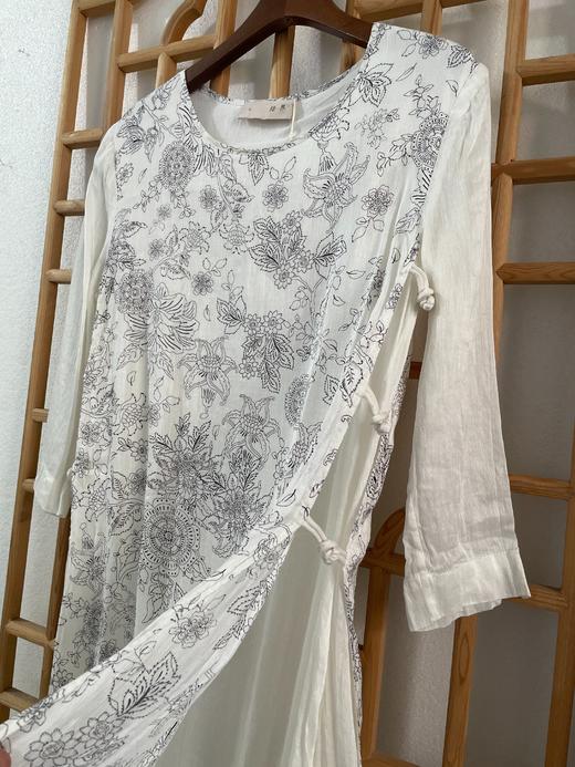 「断码清仓」精品新中式侧开叉有内衬桑蚕丝麻旗袍连衣裙 S码  ZFYY282 商品图3