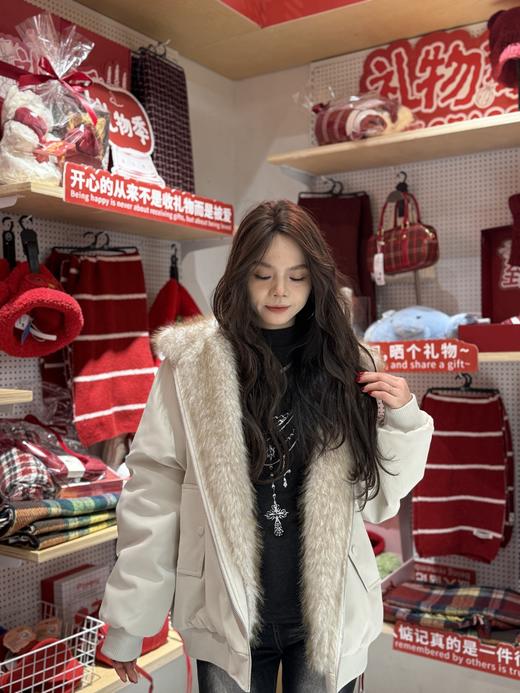 拉链连帽休闲毛毛双面穿派克服外套-纪念日百货门店同款167995177 商品图1