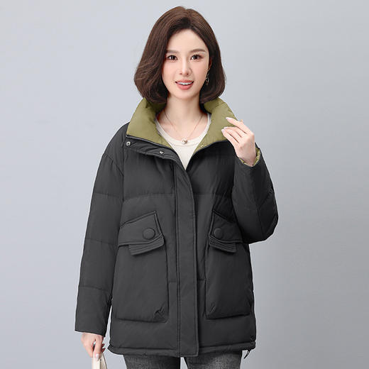 丁摩 紫色羽绒服女冬季爆款90白鸭绒大码立领上衣368016 商品图2