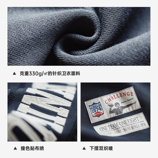 马登美式复古橄榄球宽松套头小众刺绣中长款加厚卫衣外套女士秋冬 商品图3