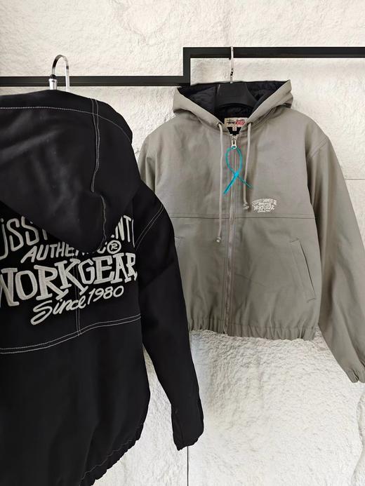 F010435刺绣字母口袋拉链连帽美式复古夹克棉外套 商品图3