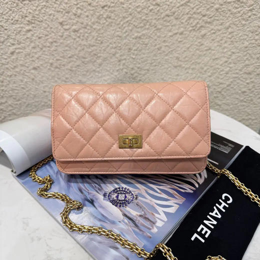 Chanel 2.55 woc 粉色 油蜡牛皮 链条包 商品图0