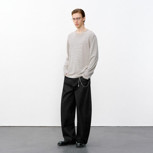 714street微水洗弧线弯刀牛仔裤男2026春季新款美式复古黑色原牛 商品图4