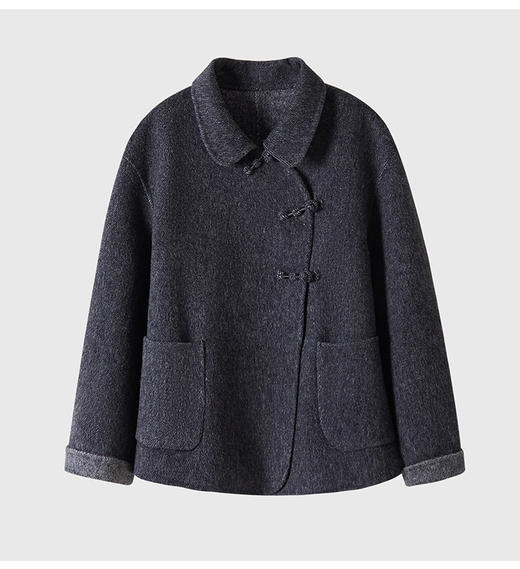 新款新中式拼色双面羊毛外套 商品图3