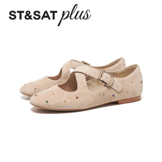 星期六26春新款复古绒面彩钉玛丽珍鞋SSE1111117 商品图10