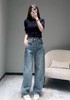 女款闪钻做旧牛仔裤长裤la002 商品缩略图3