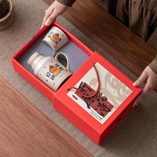 【新年纳福❗️陶瓷焖茶壶套装】所愿皆得，福气上手，添福添喜，好运连连！马年泡茶壶茶杯小暖壶大容量陶瓷水杯伴手礼礼品 商品图1