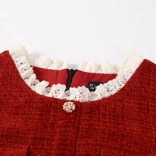 奢姿大码女装2025冬季时尚撞色圆领连衣裙胖妹妹气质显瘦通勤长裙9954854019 商品图2