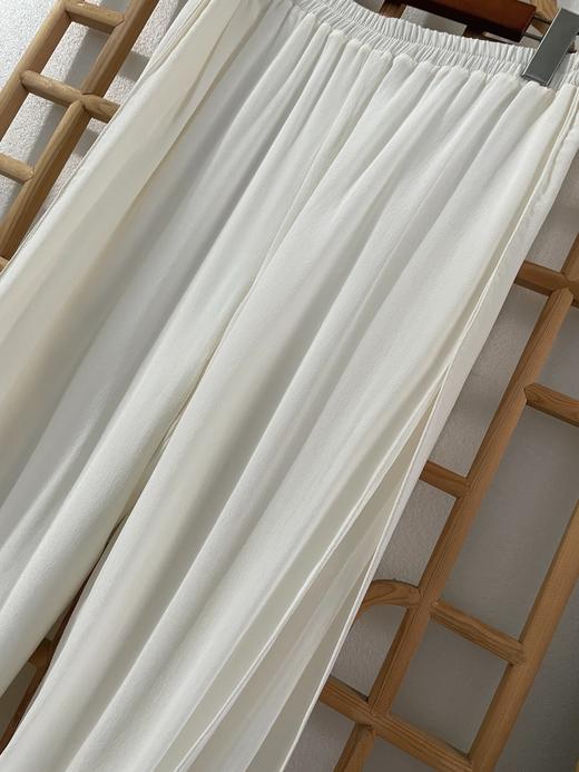 「断码清仓」精品新中式100%桑蚕丝双层侧百褶阔腿裤真丝裤 M码  ZFYY281 商品图1