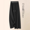 百媚生 花边垂感高腰阔腿裤松紧腰羊毛呢窄版直筒裤QH9077 商品缩略图2