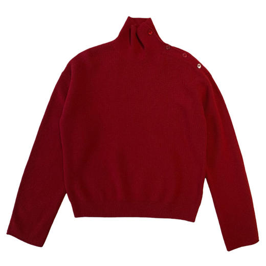 小禾新年系列！2026纯羊毛V领针织衫设计感斜肩纽扣高领毛衣女款！ 商品图4