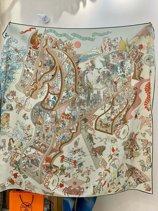 秋冬特惠💰450 爱马仕围巾 “马术学院”双面同色丝绒披肩～手工卷边丝绒方巾 商品图8