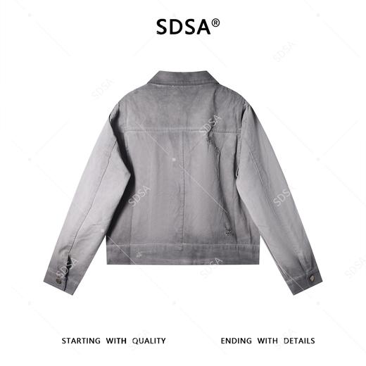 F7122SDSA秋冬新款痞帅男装简约做旧磨破斜拉链设计翻领夹克外套百搭 商品图4